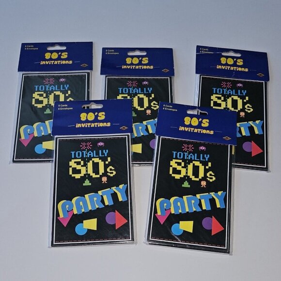 NEW 5 Packs Totally 80s Party Invitations Lot (8 Cards/Envelopes Per Pk) Reunion - Picture 1 of 9